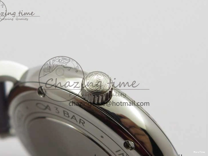 MIROTIME 0227 Attractive Portofino 37mm SS V7F 1:1 Best Edition Gray Dial Diamonds Bezel on Gray Leather Strap A 7091